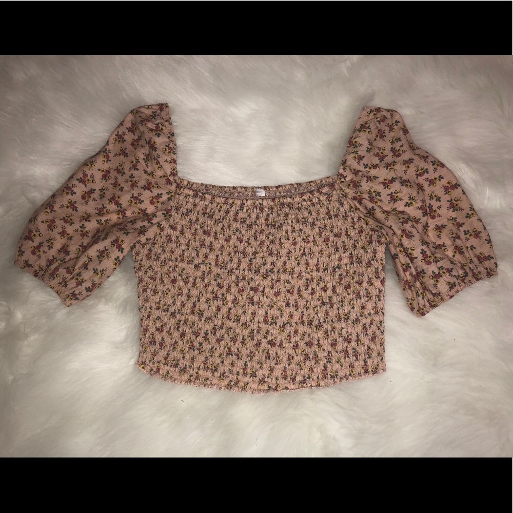 Blush pink floral crop top